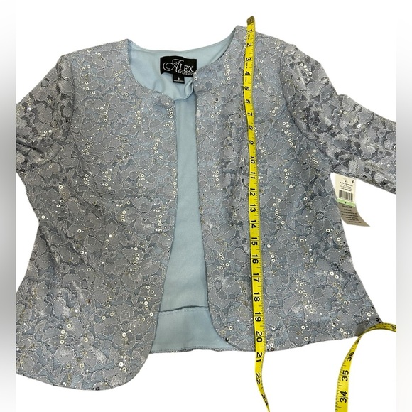 Alex Evenings Sequined Lace Sheath Dress + Jacket Hydrangea Blue NWT 2PC Sz 8 - Picture 15 of 16